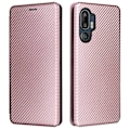 Pikkukuva 1 / 4: HTC U24 Pro 5G Kotelo Jalustalla Korttipaikalla Nahkainen Puhelinkuori Hiilikuitukuvio LGL Multicolor Style A
