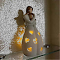 Miniatyrbilde 2 av 3: Mor Klemmer Datter Lysestake Resin Dekorativ Statue Ornament Med LED LGL