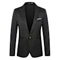 Miniatyrbilde 1 av 2: Herre En Knapp Blazer Hakket Revers Formell Fest Kveld Business Dressjakke LGL Black M
