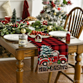 Miniatyrbillede 2 af 5: Rød og Sort Buffalo Plaid Glædelig Jul Juletræs Bordløber, Sæsonbestemte Lastbilgaver 13x72 Tommer-Rød / Sort (LGL)