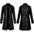 Miniatyrbillede 2 af 3: Herre Frakke Mode Steampunk Retro Herre Uniform Karneval Stand-up Krave Kostume LGL Black 4XL