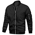 Miniatyrbilde 4 av 5: Lett Bomberjakke for Menn Vår Høst Casual Flight Pilot Varsity Baseball Jakke USA Størrelse LGL black bean S