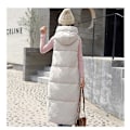 Miniatyrbillede 3 af 5: Lang quiltet damevest vinter dunvest overgangsvest vinterjakke lang vest vintervest letvægts varm quiltet afslappet lynlås puffer Ja LGL BEIGE XL