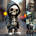 Miniatyrbillede 3 af 3: Skelet Figurer, Mindesmærke Dekorative Kranie Statuer til Boligindretning, Halloween Dekorationer, Samlerobjekt Gotiske Kranie Gaver til Kvinder og Mænd (LGL)