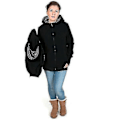 Miniatyrbillede 2 af 4: Kænguru Hættetrøje Babybærejakke til Kvinder - Multifunktionel Graviditetsjakke LGL Black 2XL