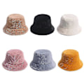 Miniatyrbild 3 av 4: Damer Fuskpäls Bucket Hatt Varm Hatt Bred Brätte Unisex Fluffig Vinter Mjuk Hatt LGL pink