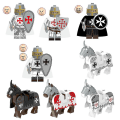 Miniatyrbillede 1 af 5: Middelalderlige figurer Gamle romerske minifigurer Riddere Soldat Actionfigurer Korsfarere Heste Byggeklodser Legetøj Børnelegetøj Gaver Samlinger[GL]