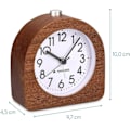 Miniatyrbild 2 av 5: Analog väckarklocka i trä - Klassisk nålklocka med funktioner Tid Alarm Snooze Ljus - Mörkt trä (LGL)