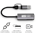 Miniatyrbillede 5 af 5: 2-i-1 HDMI-kompatibel til Type-C/USB3.0 Audio Video Capture Card 4K 60FPS Game Capture Card LGL Grey