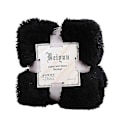 Miniatyrbillede 1 af 5: 80x120cm Blød Fluffy Shaggy Varm Senge Sofa Sengetæppe Sengetøj Lagen Kastetæppe Qinhai-Høj Kvalitet LGL Black