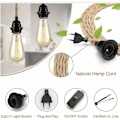 Miniatyrbilde 2 av 5: Vintage Hampetau Pendellampe Kit med Bryter, DIY E27 Enkelthodet Hengende Kabelledning, Gylden Bronse (LGL)