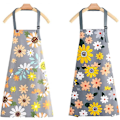 Miniatyrbild 1 av 5: Vattentäta Förkläden för Kök, 2-pack Blommiga Förkläden med Fickor LGL
