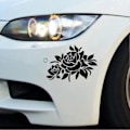 Miniatyrbillede 2 af 5: Sort Blomst Bilmærkat, Anti-ridse Dørmærkat Beskyttelse Vinyl Grafikmærkat til Bilhjelm Reflekterende Kofangermærkat - GOD LGL