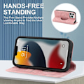 Miniatyrbild 4 av 5: Plånboksfodral för iPhone 15 Pro Max 6,7 tum Kompatibel med Magsafe-laddare, Magnetiskt Flip Folio PU Läder Telefonskal Stötsäkert Skydd, Rosa (LGL)