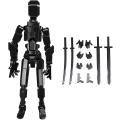 Miniatyrbilde 1 av 5: T13 Titan Robot Action Figure Leke, Multi-leddet Bevegelig 3D-printet Figur Dummy - Skrivebordsdekorasjoner, Valentinsgaver til Ham (Svart) Black