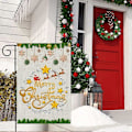 Miniatyrbillede 4 af 5: Vinter Sne Nisser Krans Glædelig Jul Haveflag 30x45 cm Gårdhave Udendørs Hjem Græsplæne Dekoration Vinter Jul Sne Haveflag -A (LGL)