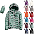Miniatyrbilde 1 av 4: Lett, avslappet dunjakke med hette for kvinner, pakkbar pufferjakke, ultralett kort dunjakke med oppbevaringspose LGL A-mint Green X-Large