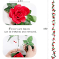Miniatyrbillede 3 af 5: Rose Guirlander Kunstige Rose Ranker, 4 STK (8,8 m) Falske Silke Blomster Guirlander med Grønne Planter (Rød) (LGL)