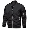 Miniatyrbilde 1 av 5: Lett Bomberjakke for Menn Vår Høst Casual Flight Pilot Varsity Baseball Jakke USA Størrelse LGL black bean S