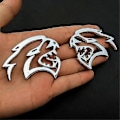 Pikkukuva 2 / 5: 3D Metallinen Hellcat Auton Logo Oven Lokasuojan Sivutarrat Merkki Koriste Takakontin Tunnus Tarra Dodge Challenger Jeep LGL:lle H-08
