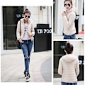 Miniatyrbilde 3 av 5: Dame Ultralett Hette Duck Down Jakke Langermet Ren Farge Slim Kort Glidelåsjakke LGL khaki 2XL
