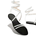 Miniatyrbillede 1 af 3: Dame Sommer Ankelrem Glitter Gladiator Sandaler Stroppy Slippers Flade Sko LGL black 40