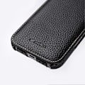 Miniatyrbillede 3 af 4: MELKCO Magnetisk Etui til iPhone 16 med Vertikal Flip i Ægte Koskindslæder + PC Stødsikkert Cover - Sort LGL