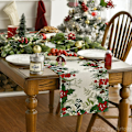 Miniatyrbilde 2 av 5: Holly Pine Cone Julebordsløper, Sesongbasert Vinter Kjøkken Spisebord Dekorasjon for Hjemmefest Dekor 13x72 Tommer-Grønn (LGL)