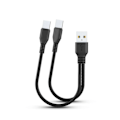 Miniatyrbillede 1 af 5: 2 i 1 USB Dobbelt Type C Kabel Splitter Mobiltelefon Opladerkabel Bærbar LGL Black 1m