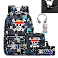 Miniatyrbild 1 av 3: 3 st/set Anime One Piece USB Anti-stöldlås Pojkar och flickors ryggsäck Ungdom Student Skolväska Fritids Resa Ryggsäck Hög kvalitet