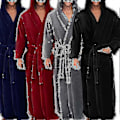 Miniatyrbilde 2 av 2: Fleece Morgenkåpe med Hette for Menn, Lang og Myk f54 LGL Black S