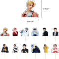 Miniatyrbillede 5 af 5: Stray-kids fødselsdagsfestartikler, Stray-kids fødselsdagsdekorationer gaveæske - Stray-kids banner, 18 stk. balloner, kagepynt, 21 stk. cupcake-pynt pr.