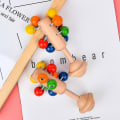Miniatyrbilde 2 av 2: Tretorn av tre, regnbuefargede rangler, babyrangler, tidlige pedagogiske leker for babyer [GL]