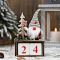 Miniatyrbillede 2 af 5: Julekalender, Sødt Julemand-mønster, Julekalender i træ, Borddekoration (Grå, 1 stk.) (LGL)
