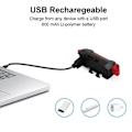 Miniatyrbillede 5 af 5: 1/3/5 STK Cykel Baglygte USB Genopladelig Vandtæt MTB Landevejscykling Sikkerhedsadvarsel Baglygte Lampe Lygte Cykeltilbehør LGL 5 Pieces Red