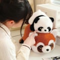 Miniatyrbilde 4 av 5: Kjempepanda og forvandle deg til en brun rød panda. Rød panda dukke plysj leketøy blir til en gigantisk vaskebjørn Dol, 100% ny LGL 25cm