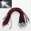 Miniatyrbillede 2 af 4: Pakke (20 pærer) 5 mm 12V DC Hvid LED Præ-kablet Rund Top Pære Lampe Til DIY Bil Båd Legetøj Dele (LGL)