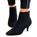 Miniatyrbild 1 av 3: Dam Dragkedja Låg Kitten Heel Ankelboots Spetsiga Skor Fir Yly- LGL Black 41