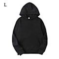 Miniatyrbilde 1 av 4: Unisex Dame Herre Bomull Ensfarget Genser Hettegenser med Snøring LGL Black L