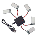 Miniatyrbilde 2 av 5: 5-i-1 Batterilader med 5 stk. 3,7V 550mAh Litium Polymer Li-po Batterier & USB-kabel for Syma Q11 H99w-Good LGL