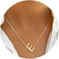 Miniatyrbild 1 av 5: Guld Initial Halsband för Kvinnor - 14k Guldpläterade Stora Bokstavs Hängen Halsband för Kvinnor Trendiga Smycken Presenter LGL E