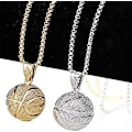 Miniatyrbild 4 av 4: Halsband med basketbollhänge, silver eller guld ihålig boll basketälskare minneshalsband sportssmycken [GGL] Gold