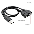 Miniatyrbilde 4 av 5: 15cm 30cm USB 2.0 A 1 hann til 2 Dual USB hunn Data Hub Strømadapter Y LGL 0.15m