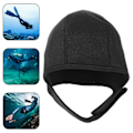 Miniatyrbilde 2 av 3: Justerbar Dykkerhette Voksen Varm Svømmehette Dykking Snorkling Beskyttende Hatt for Varme LGL Black 28x24cm