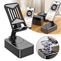 Miniatyrbillede 2 af 5: 2-i-1 Bordmobiltelefonholder Trådløs Højttaler Stereo Surround Bas Lydhøjttaler til Soveværelse Hjem Bærbart Design Bluetooth-tilslutning LGL Black