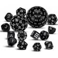 15 Dele Komplet Polyhedral DND Terningesæt D3-D100 Sfærisk RPG Terningesæt, 100 Sidede Terningesæt til Rol (LGL) Black White