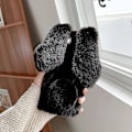 Miniatyrbillede 1 af 5: Kaninformet Fluffy Fur Belagt TPU Telefon Cover Shell til Samsung Galaxy S21 5G/4G LGL Multicolor Style C