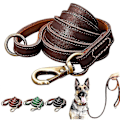 Miniatyrbillede 1 af 3: Ægte Læder Hundesnor 150cm Lang Stærk Hundesnor Kraftig Hundeline LGL Brown 1.0cm*150cm