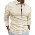 Miniatyrbilde 4 av 5: Herre Skjorte Høst Vinter Ensfarget Lang Pustende Erme Revers Glidelås Stolpe Utendørs Sports T-skjorte LGL khaki XL