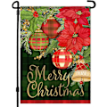 Miniatyrbillede 1 af 5: Julehaveflag - Ternet Juleflag 30x45 cm Dobbelt Sidet - Premium Trykte Vinterflag til Udendørs Brug - Glædelig Jul (LGL)